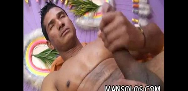  Horny latin dilf showing his 10 inch dick in hot solo jerking